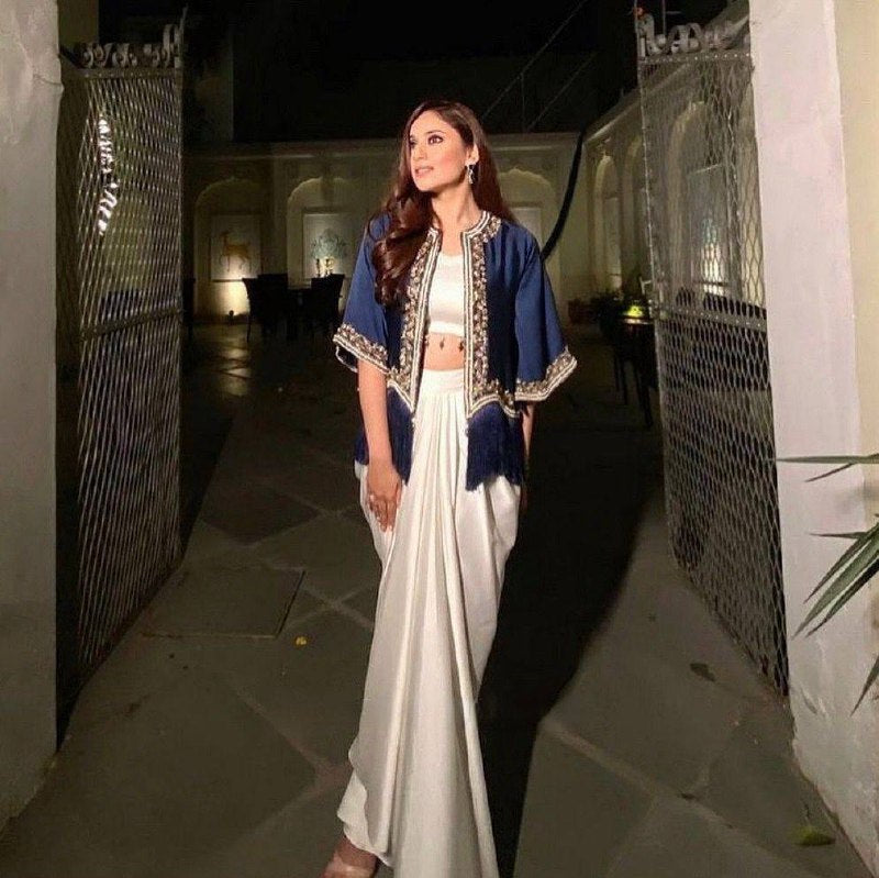 THREE PIECE WESTERN READY TO WEAR DRAPED DHOTI WITH KOTI