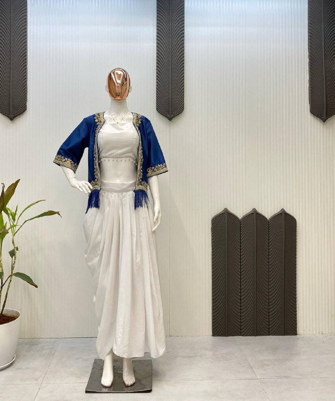 THREE PIECE WESTERN READY TO WEAR DRAPED DHOTI WITH KOTI