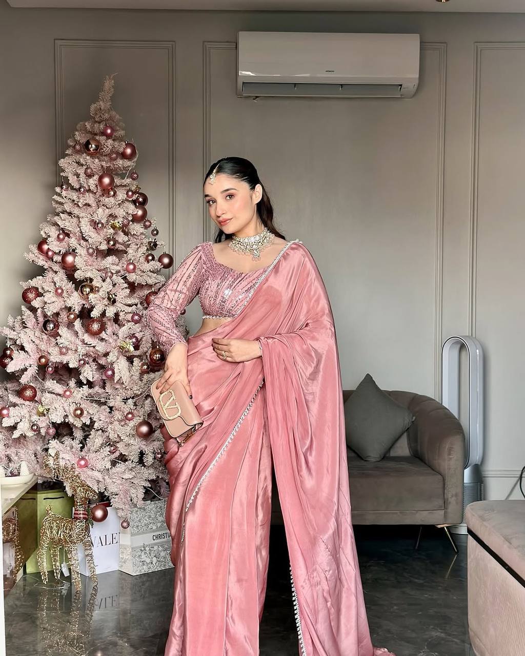 FANCY PARTY WEAR CREP SILK LEHENGA SAREE WITH HEAVY WORK BLOUSE