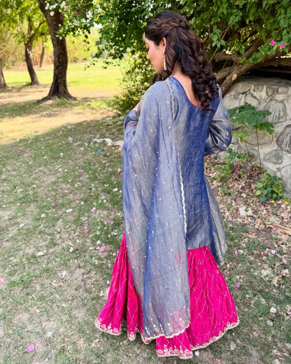 DESIGNER AND ELEGANCE SARARA SUIT IN THREE PIECE WITH EMBROIDERY WORK