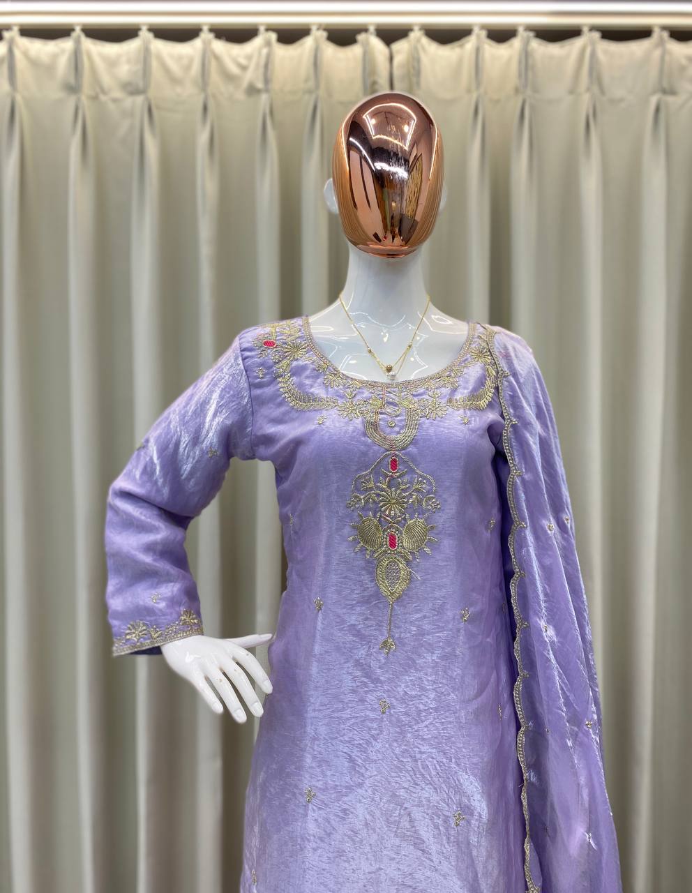 DESIGNER AND ELEGANCE SARARA SUIT IN THREE PIECE WITH EMBROIDERY WORK