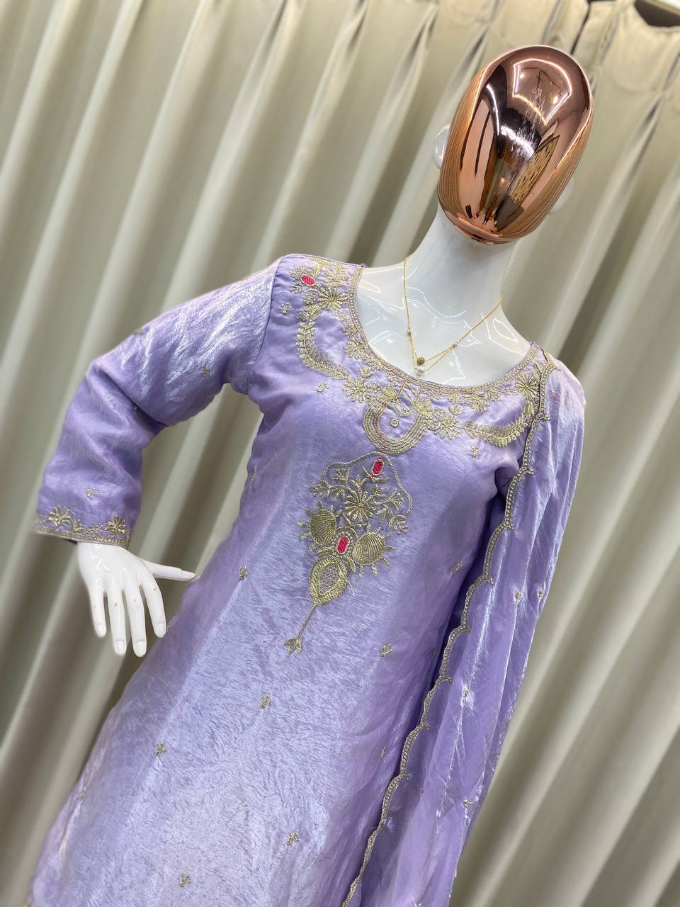 DESIGNER AND ELEGANCE SARARA SUIT IN THREE PIECE WITH EMBROIDERY WORK