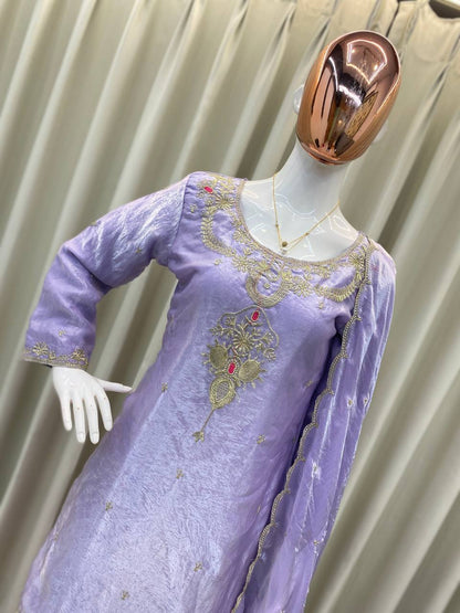 DESIGNER AND ELEGANCE SARARA SUIT IN THREE PIECE WITH EMBROIDERY WORK