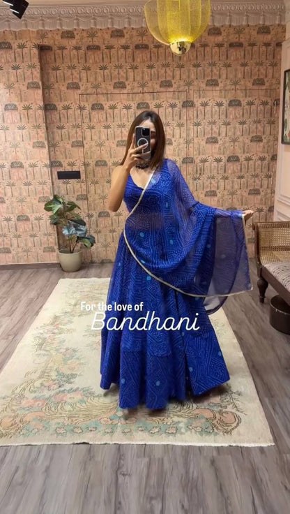 NAVARATRI SEASON OUR EXCLUSIVE PRINTED GEORGETTE FULL STITCHED LEHENGA CHOLI