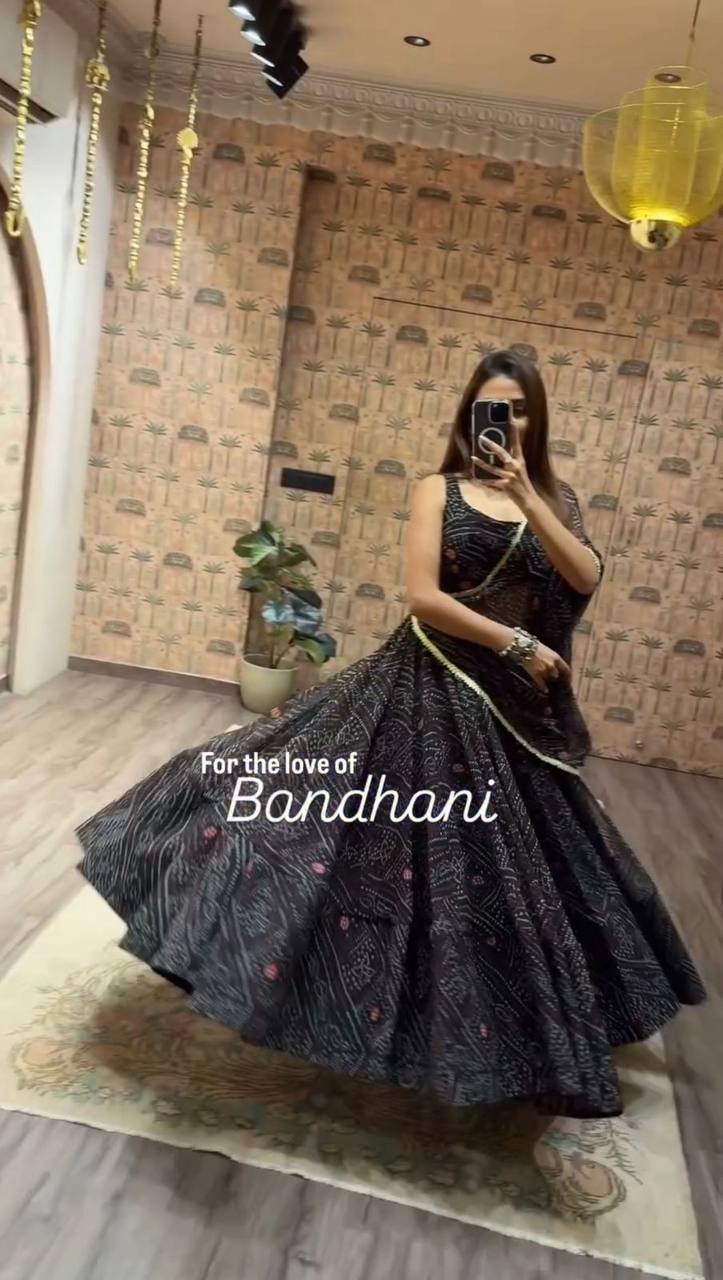 NAVARATRI SEASON OUR EXCLUSIVE PRINTED GEORGETTE FULL STITCHED LEHENGA CHOLI