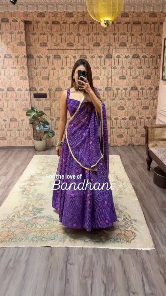 NAVARATRI SEASON OUR EXCLUSIVE PRINTED GEORGETTE FULL STITCHED LEHENGA CHOLI