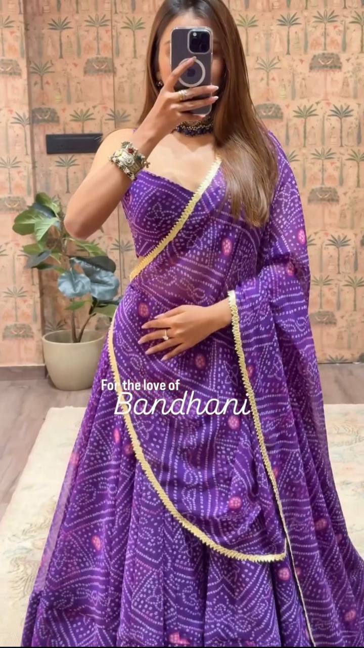 NAVARATRI SEASON OUR EXCLUSIVE PRINTED GEORGETTE FULL STITCHED LEHENGA CHOLI