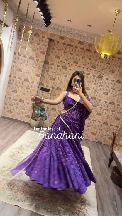 NAVARATRI SEASON OUR EXCLUSIVE PRINTED GEORGETTE FULL STITCHED LEHENGA CHOLI