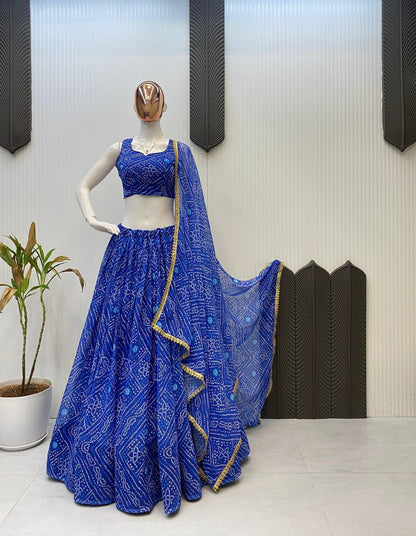 NAVARATRI SEASON OUR EXCLUSIVE PRINTED GEORGETTE FULL STITCHED LEHENGA CHOLI