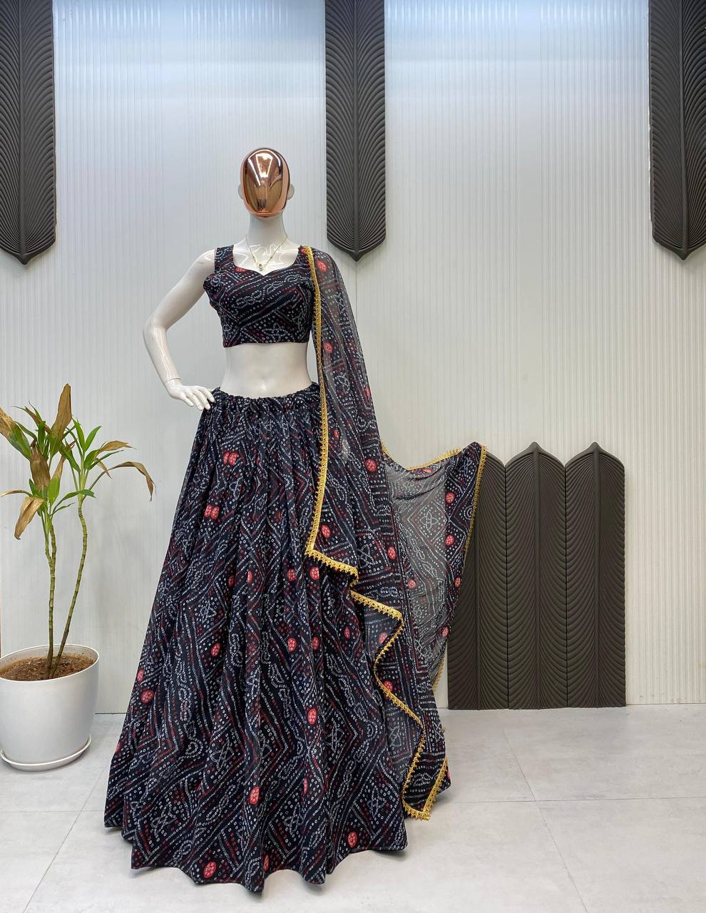 NAVARATRI SEASON OUR EXCLUSIVE PRINTED GEORGETTE FULL STITCHED LEHENGA CHOLI