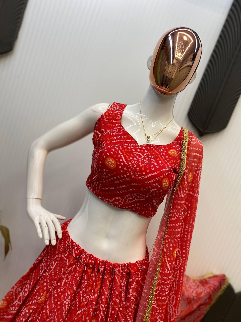 NAVARATRI SEASON OUR EXCLUSIVE PRINTED GEORGETTE FULL STITCHED LEHENGA CHOLI