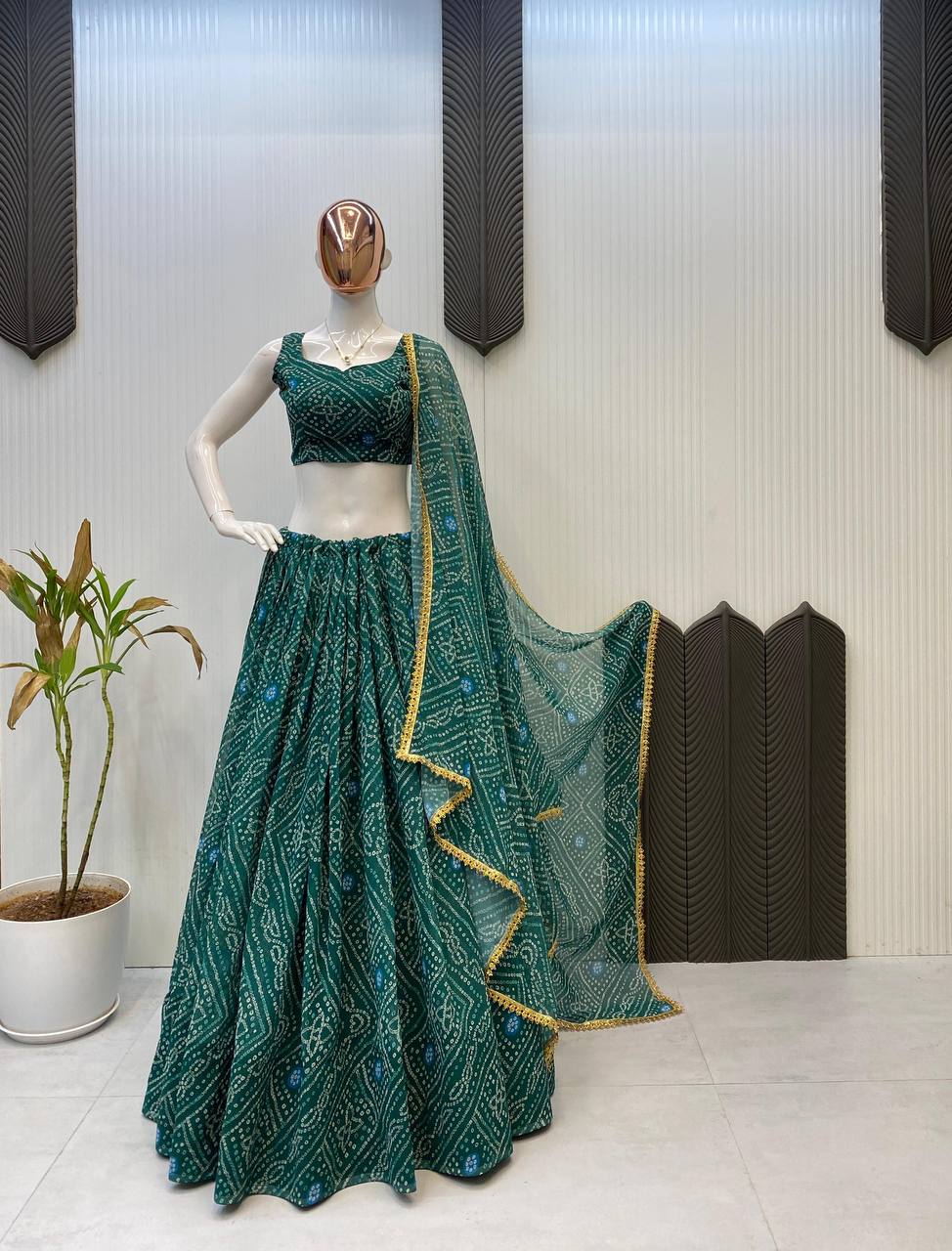 NAVARATRI SEASON OUR EXCLUSIVE PRINTED GEORGETTE FULL STITCHED LEHENGA CHOLI