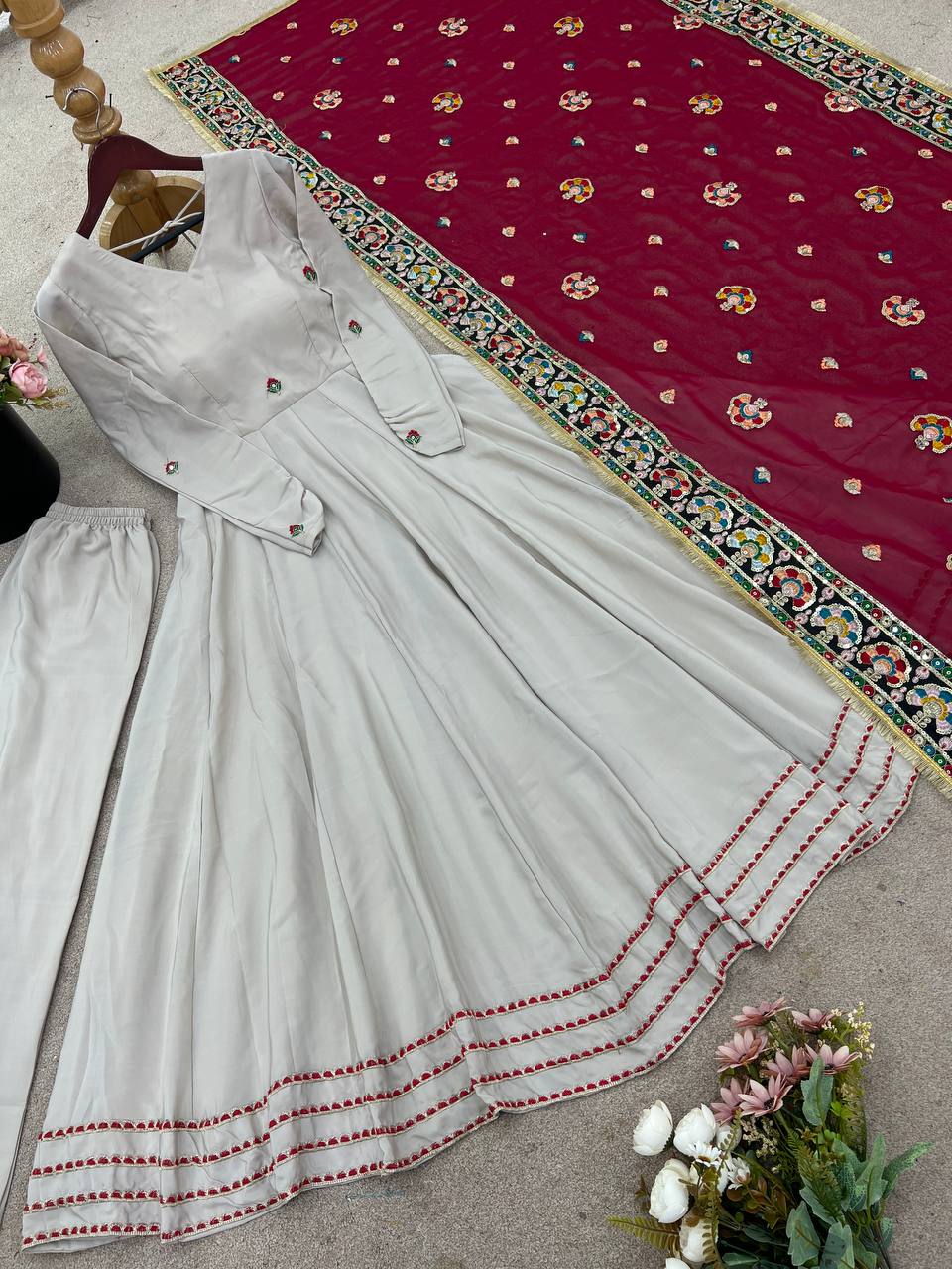 Trending Designer Gown with Heavy sequence embroidery Dupatta