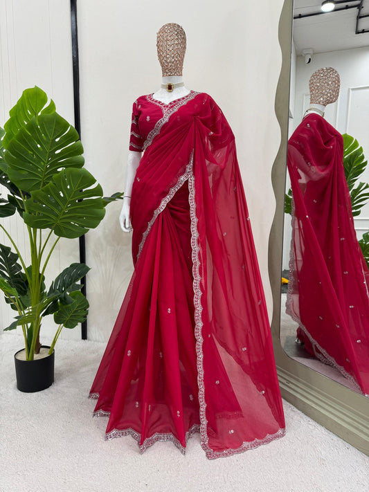 Looking some one for this same colour beautiful Designer Saree on Havy Tibby Silk Febric with Thred & Sequnce work and blouse on Mono Benglori Silk Febric with Thred & Sequnce work.