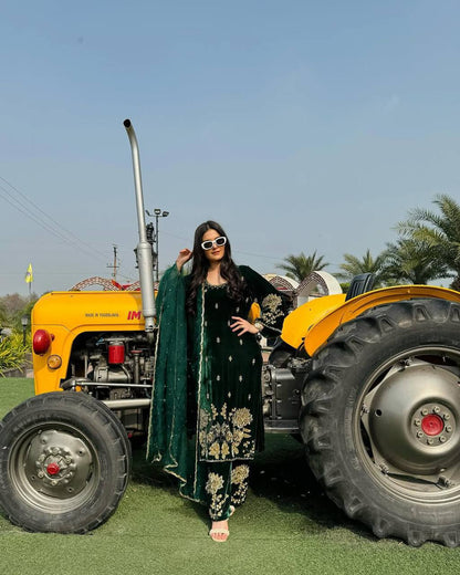 Viscose Velvet With *Heavy Embroidery Coding Sequence Work* With Full Embroidery Sleeve  single available wholesale