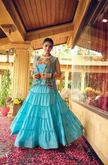 navrati LEHENGA, BLOUSE & KOTI SET