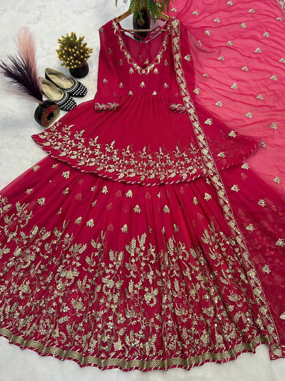 lehenga Heavy Faux Georgette With Heavy  Embroidery