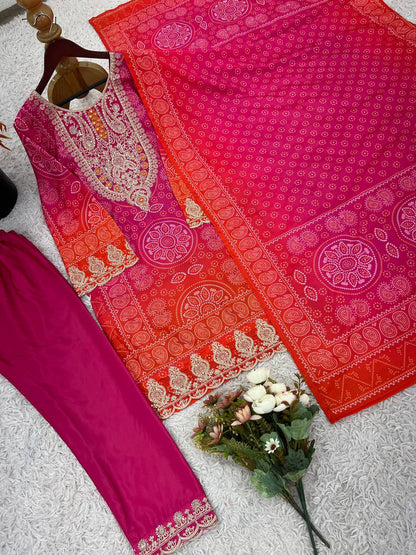 Presenting New Designer Collection In Pure Natural Crep With Heavy Embroidery Coding Dori-Sequence Work Top-Bottom And Dupatta Set Fully Stitched Ready To Wear