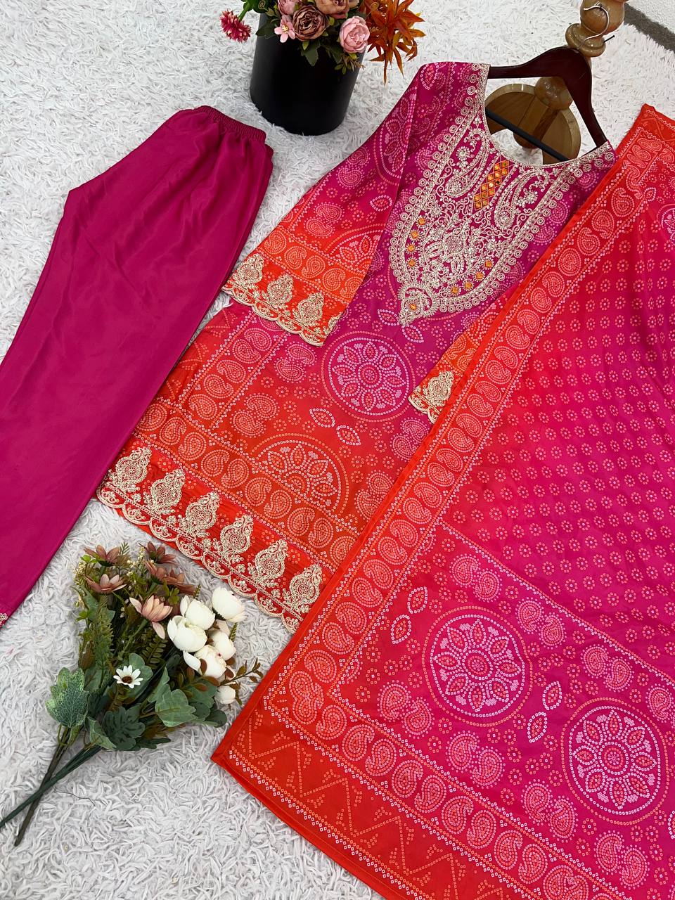 Presenting New Designer Collection In Pure Natural Crep With Heavy Embroidery Coding Dori-Sequence Work Top-Bottom And Dupatta Set Fully Stitched Ready To Wear