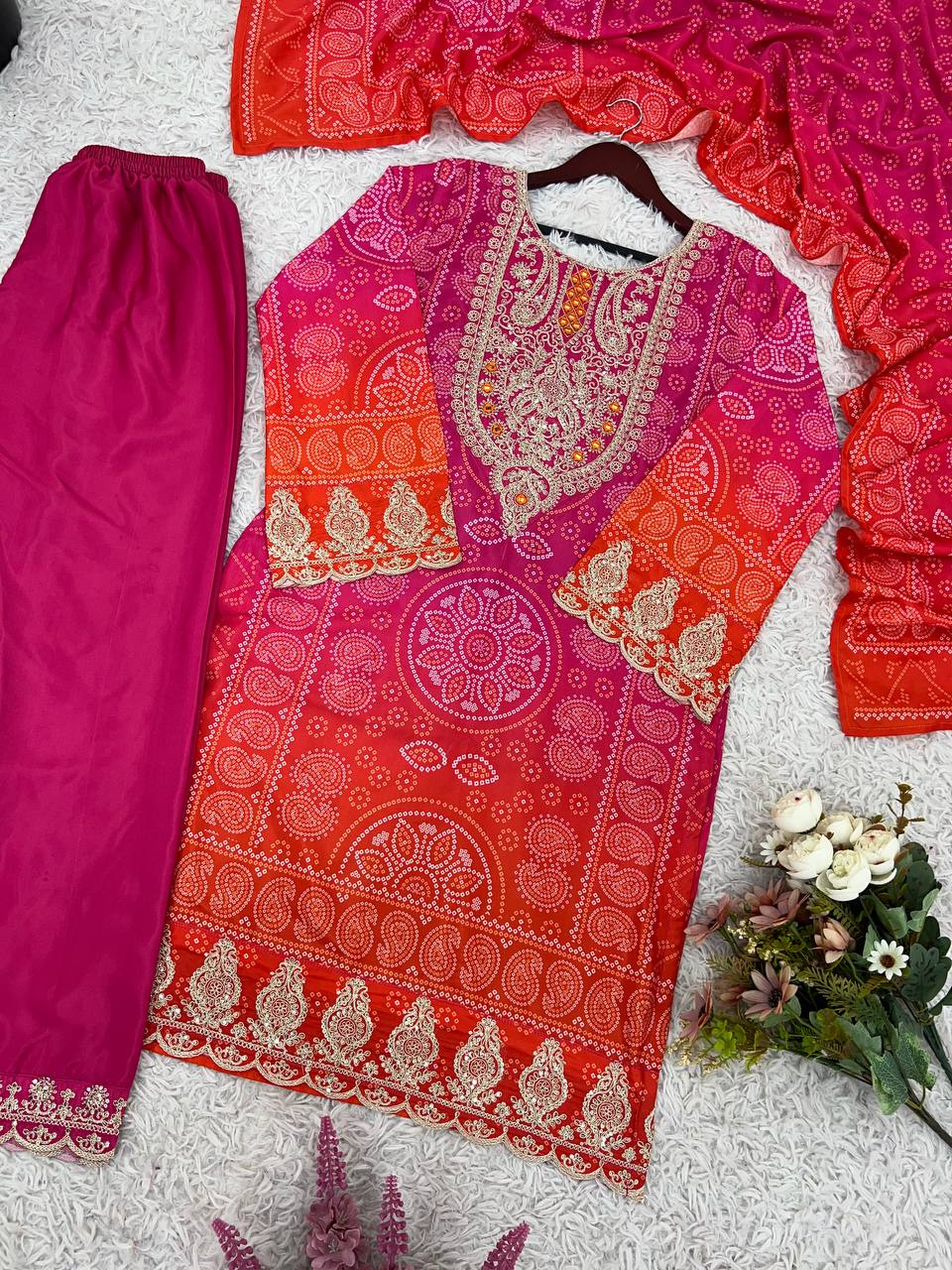Presenting New Designer Collection In Pure Natural Crep With Heavy Embroidery Coding Dori-Sequence Work Top-Bottom And Dupatta Set Fully Stitched Ready To Wear