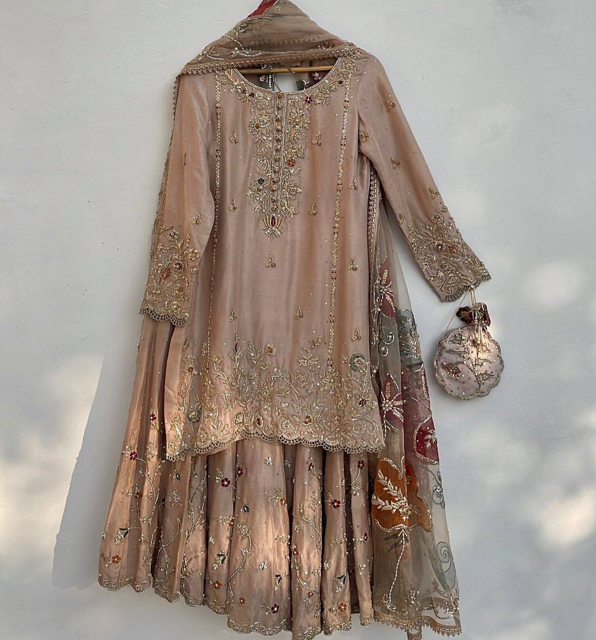 EXCLUSIVE DESIGNER HEAVY CHINON WITH SEQUANCE EMBROIDERY WORK SUIT WITH FULL FLAIR SEQUENCE EMBROIDERED LAHENGA