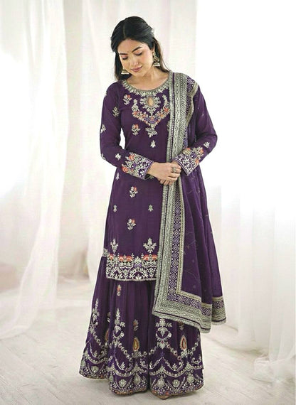 New Designer Party Wear Look Top-Plazzo and Dupatta With Heavy Embroidery Work