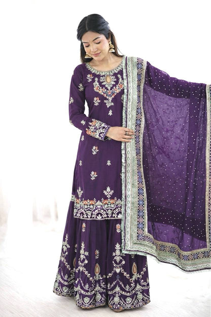 New Designer Party Wear Look Top-Plazzo and Dupatta With Heavy Embroidery Work