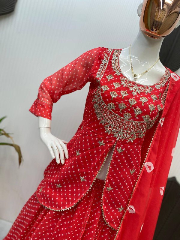 RAKHI THEEJ SAVAN NAVARATRI SEASON OUR EXCLUSIVE PRINTED GEORGETTE FULL STITCHED LEHENGA CHOLI