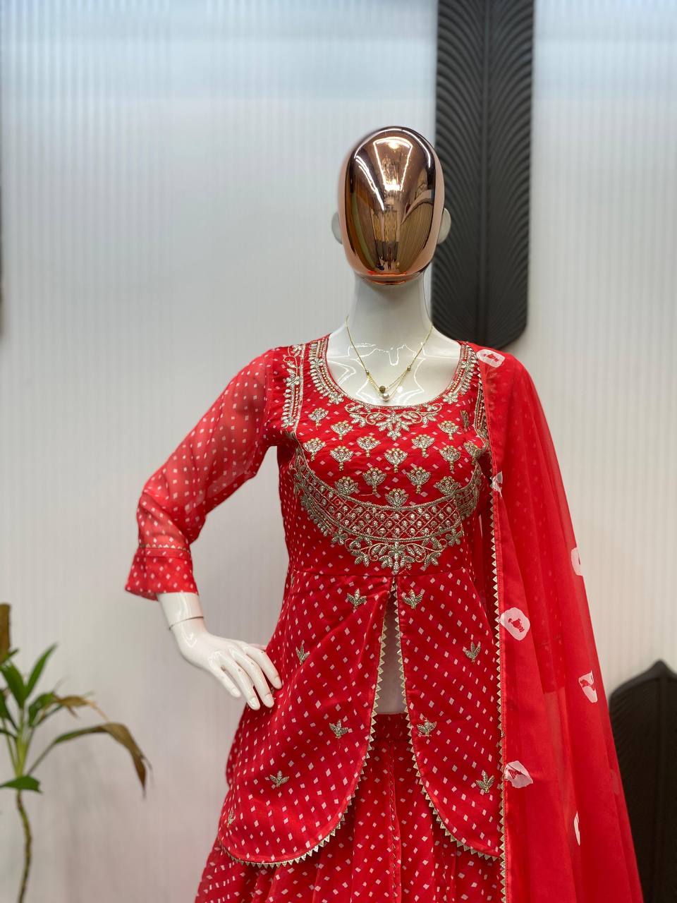 RAKHI THEEJ SAVAN NAVARATRI SEASON OUR EXCLUSIVE PRINTED GEORGETTE FULL STITCHED LEHENGA CHOLI