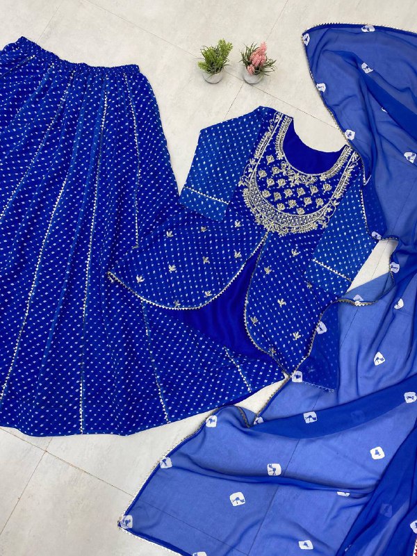 RAKHI THEEJ SAVAN NAVARATRI SEASON OUR EXCLUSIVE PRINTED GEORGETTE FULL STITCHED LEHENGA CHOLI