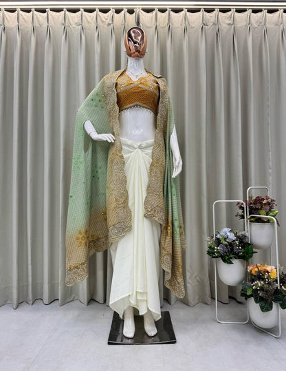 THREE PIECE WESTERN OUTFIT FOR DESIGNER LOOK