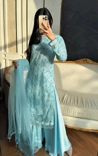 DESIGNER WEAR HEAVY EMBROIDERY SEQUENCE PARTY WEAR COLLECTION