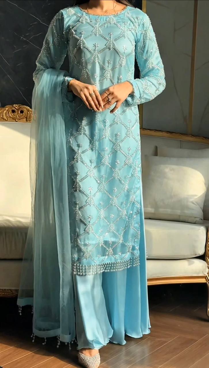 DESIGNER WEAR HEAVY EMBROIDERY SEQUENCE PARTY WEAR COLLECTION