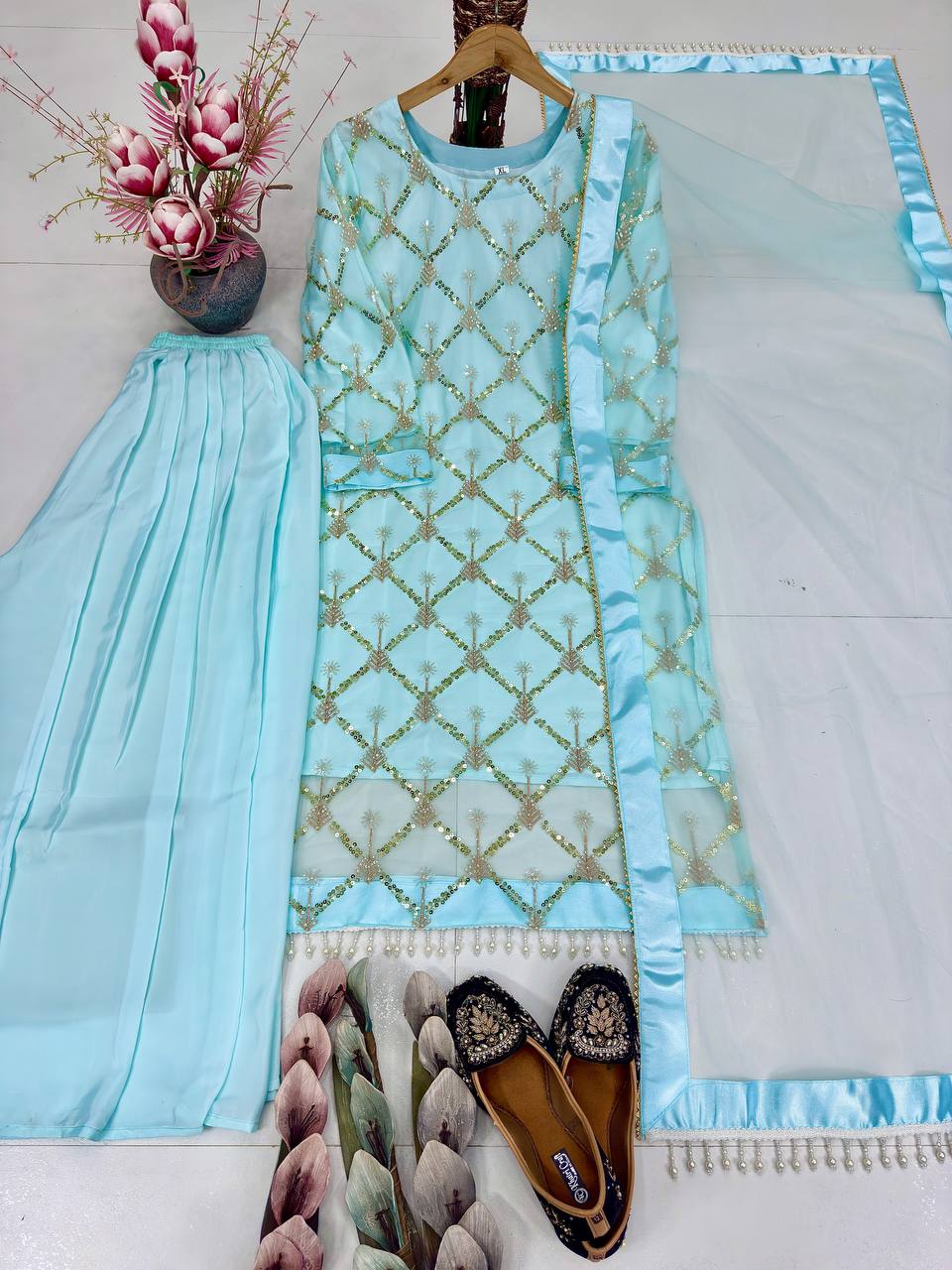 DESIGNER WEAR HEAVY EMBROIDERY SEQUENCE PARTY WEAR COLLECTION