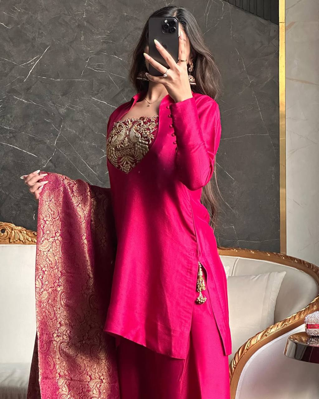 Đěsigner Party Wear Look top with farshi salwar