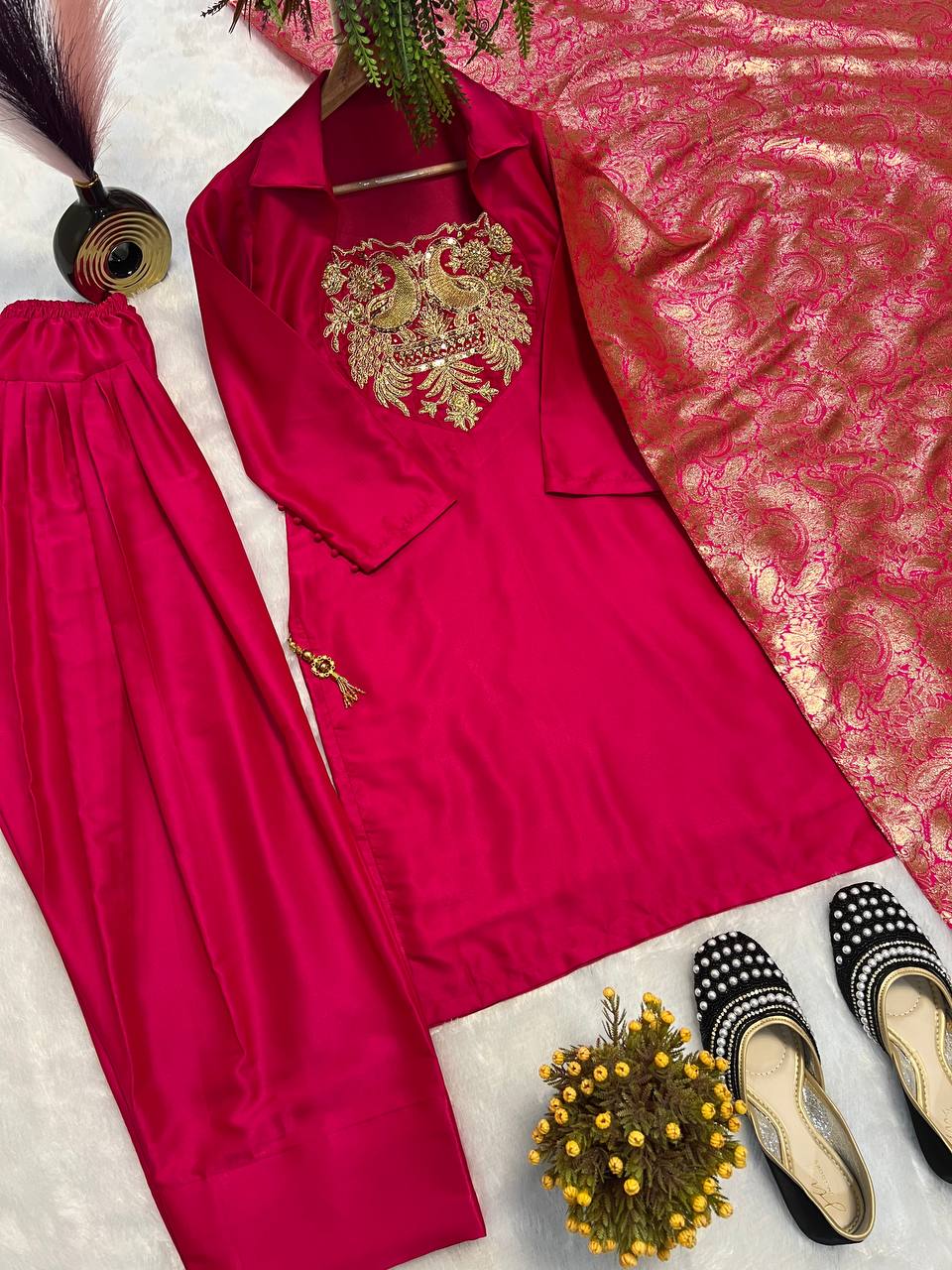 Đěsigner Party Wear Look top with farshi salwar