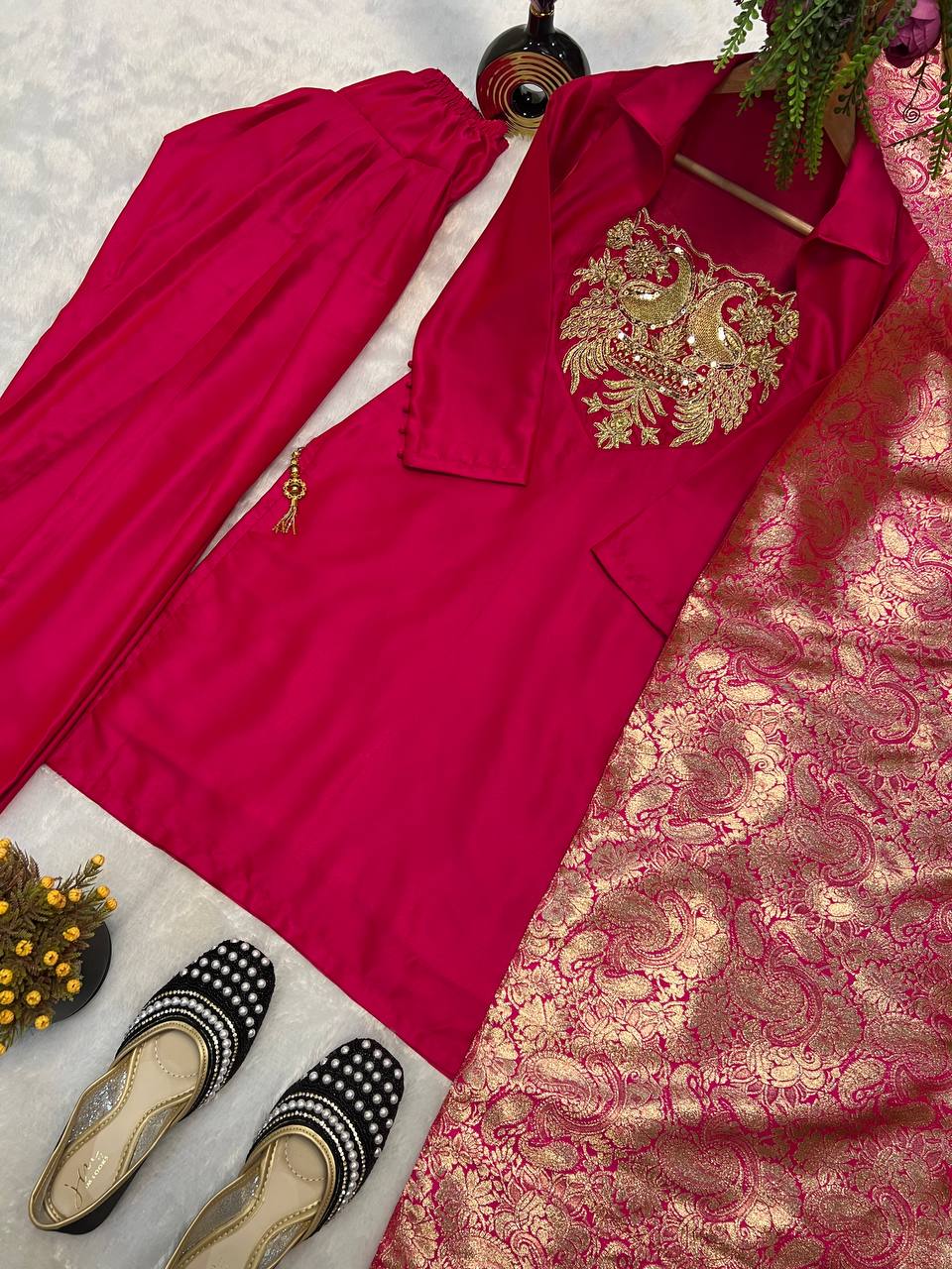 Đěsigner Party Wear Look top with farshi salwar