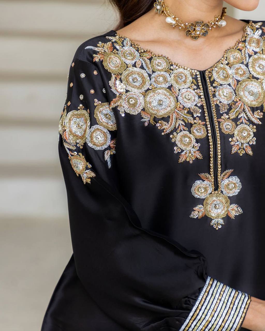 EXCLUSIVE DESIGNER CRAPE SILK WITH SEQUANCE EMBROIDERY WORK SUIT WITH SALWAAR AND DUPATTA