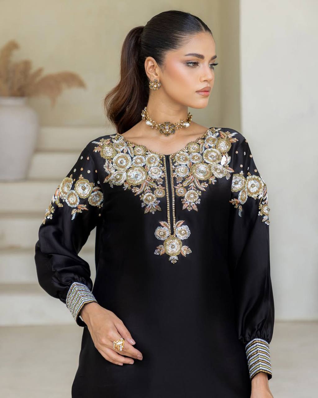 EXCLUSIVE DESIGNER CRAPE SILK WITH SEQUANCE EMBROIDERY WORK SUIT WITH SALWAAR AND DUPATTA