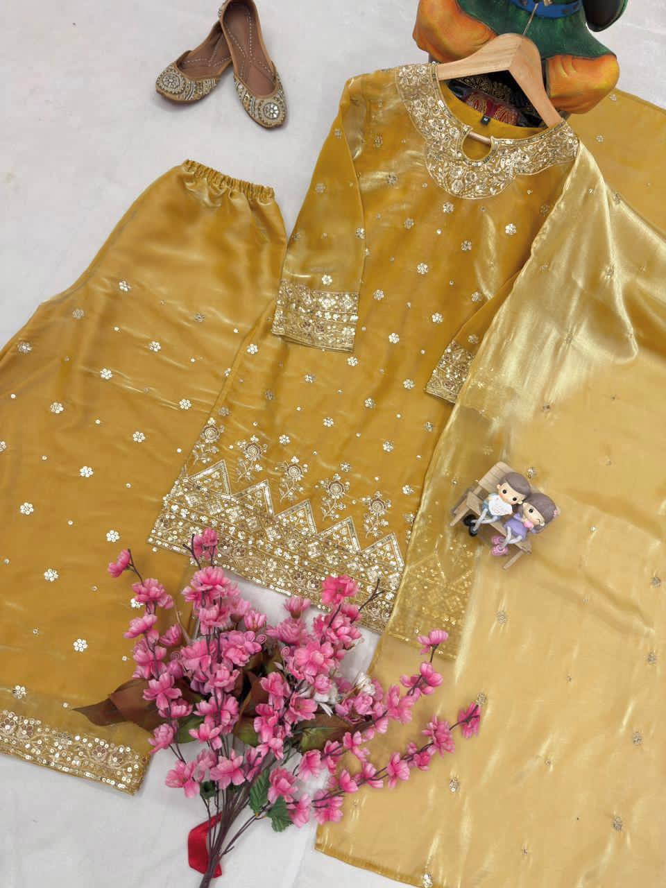 ENHANCE THE BEAUTY OF YOUR WARDROBE WITH THIS NEWLY LAUNCHED GMY SILK KURTI & PLAZZO SET