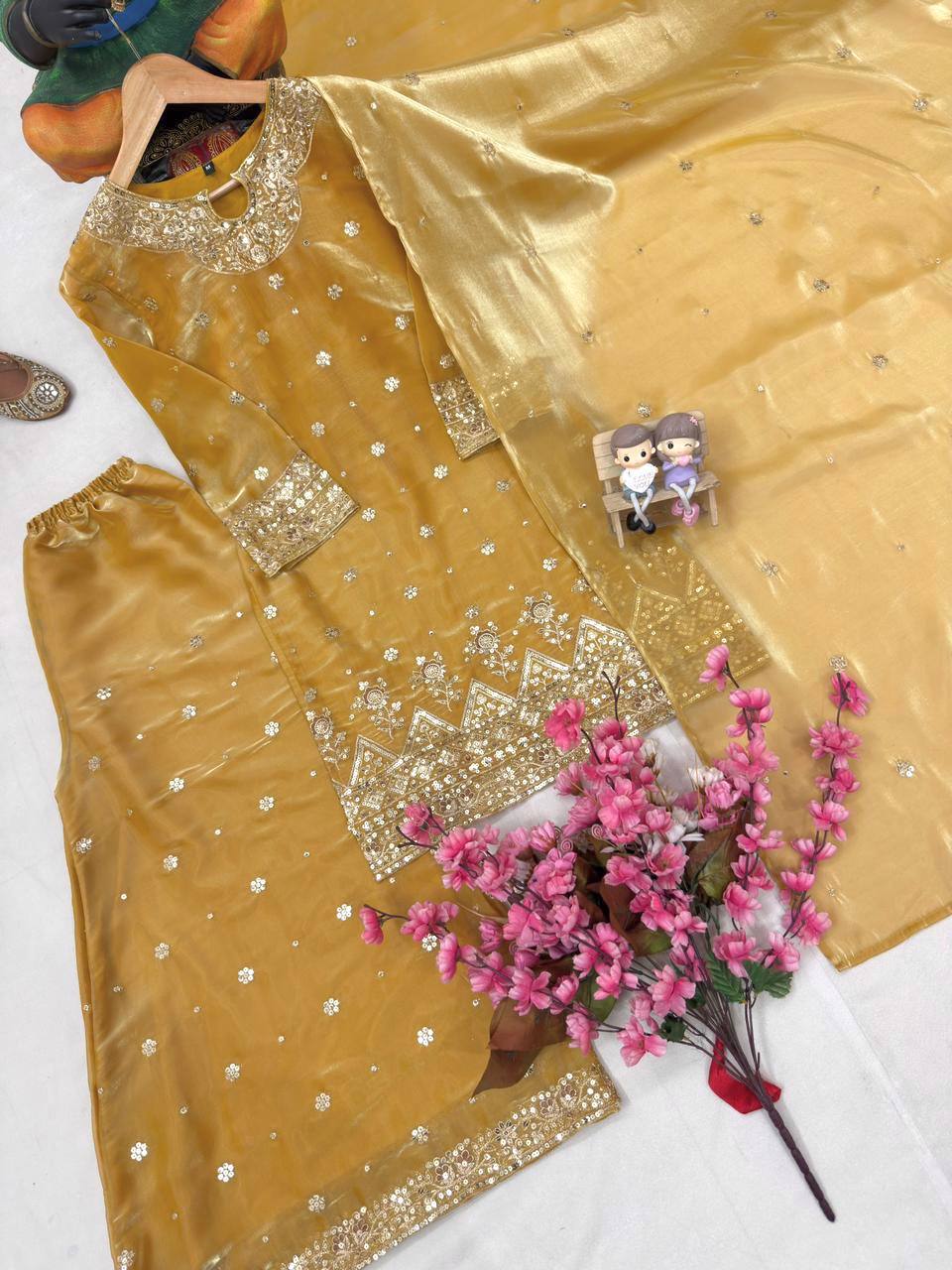 ENHANCE THE BEAUTY OF YOUR WARDROBE WITH THIS NEWLY LAUNCHED GMY SILK KURTI & PLAZZO SET
