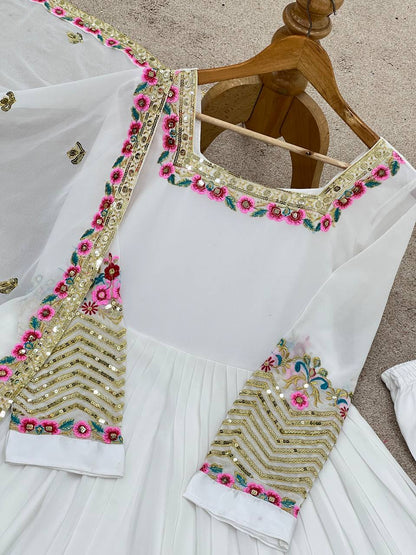 Elegant Embroidered Sequence Designer Anarkali Three Piece Set