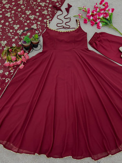 New Designer Party Wear Look Gown  With Bottom and Dupatta