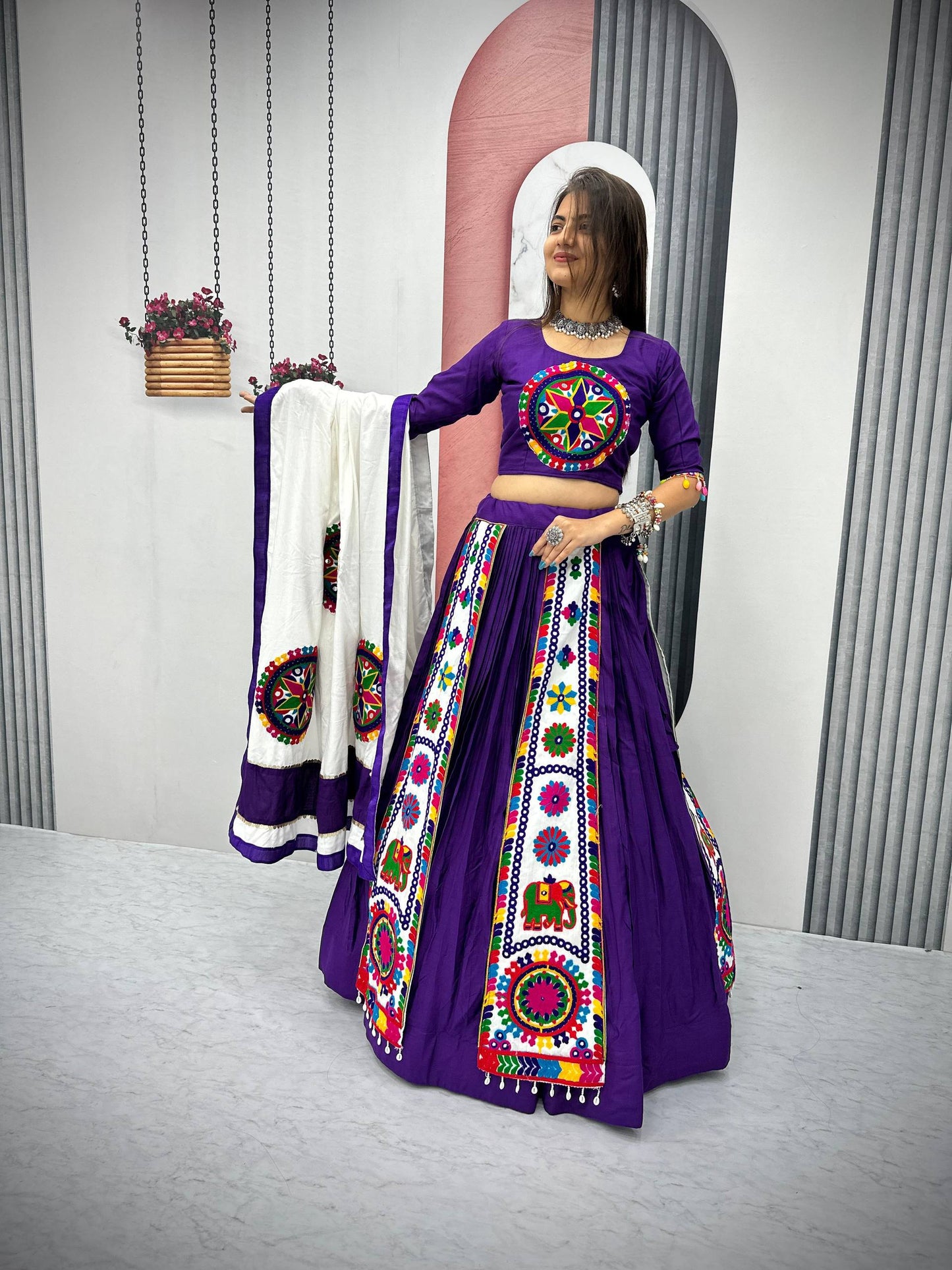 Navratri Special Pure Cotton Lehenga Choli with 6 Meter Big Flair