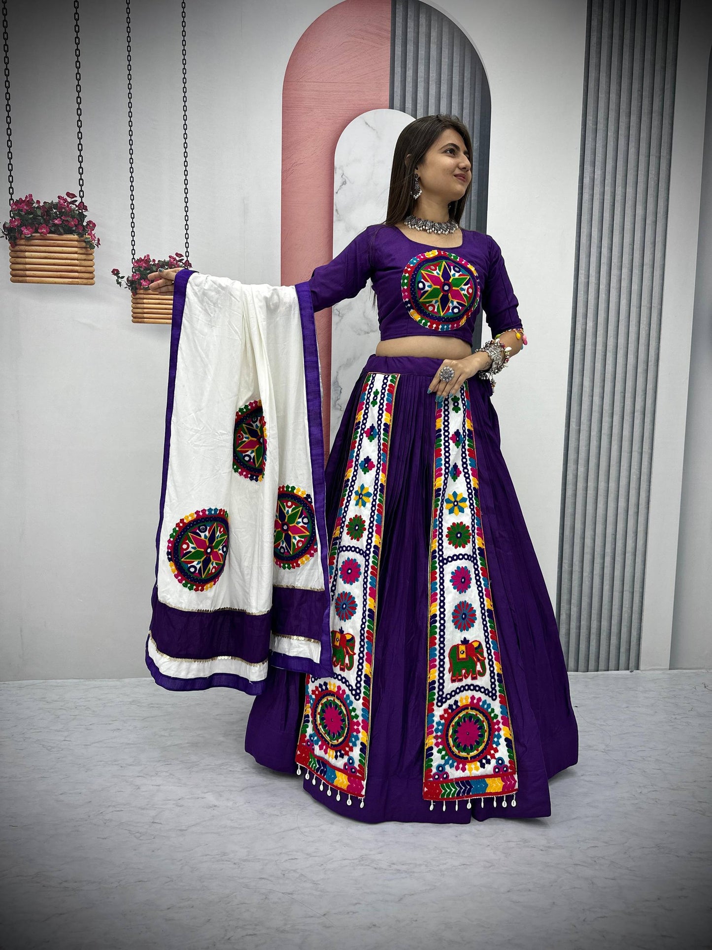 Navratri Special Pure Cotton Lehenga Choli with 6 Meter Big Flair
