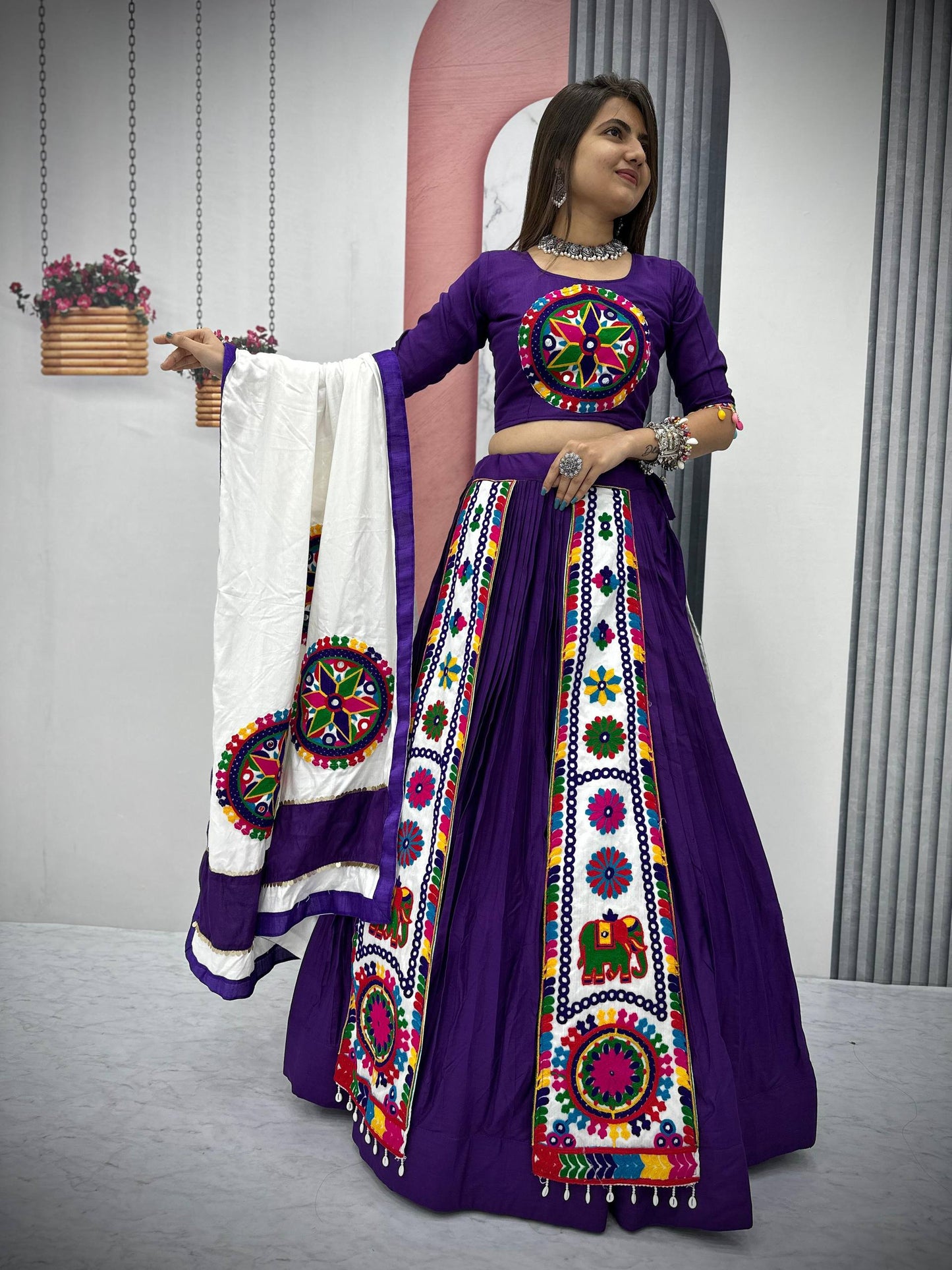 Navratri Special Pure Cotton Lehenga Choli with 6 Meter Big Flair