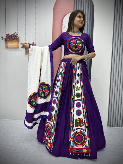Navratri Special Pure Cotton Lehenga Choli with 6 Meter Big Flair