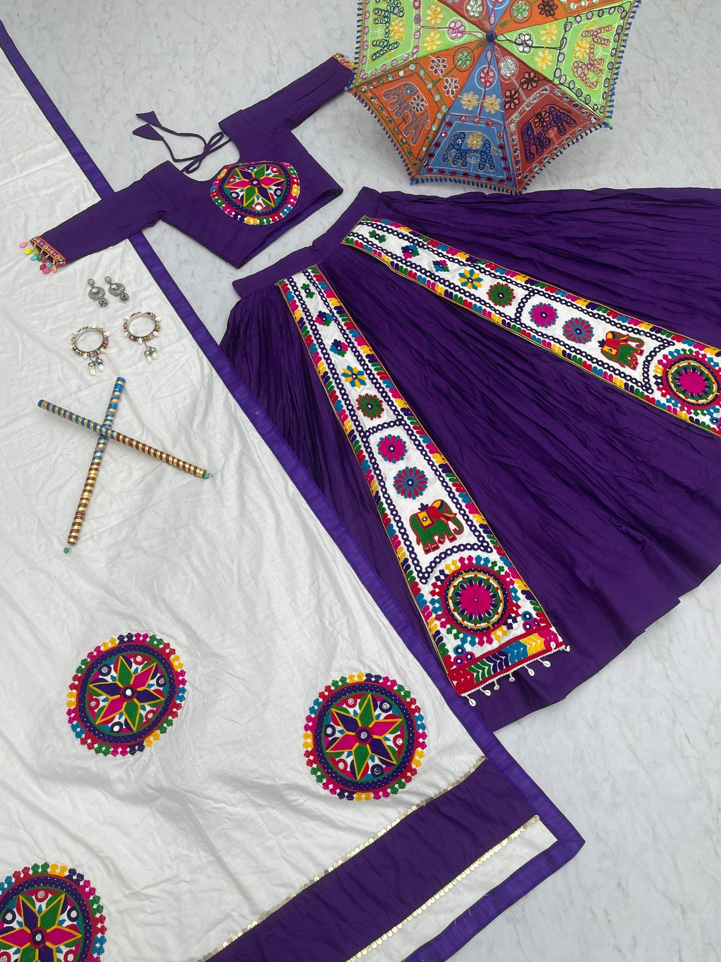 Navratri Special Pure Cotton Lehenga Choli with 6 Meter Big Flair