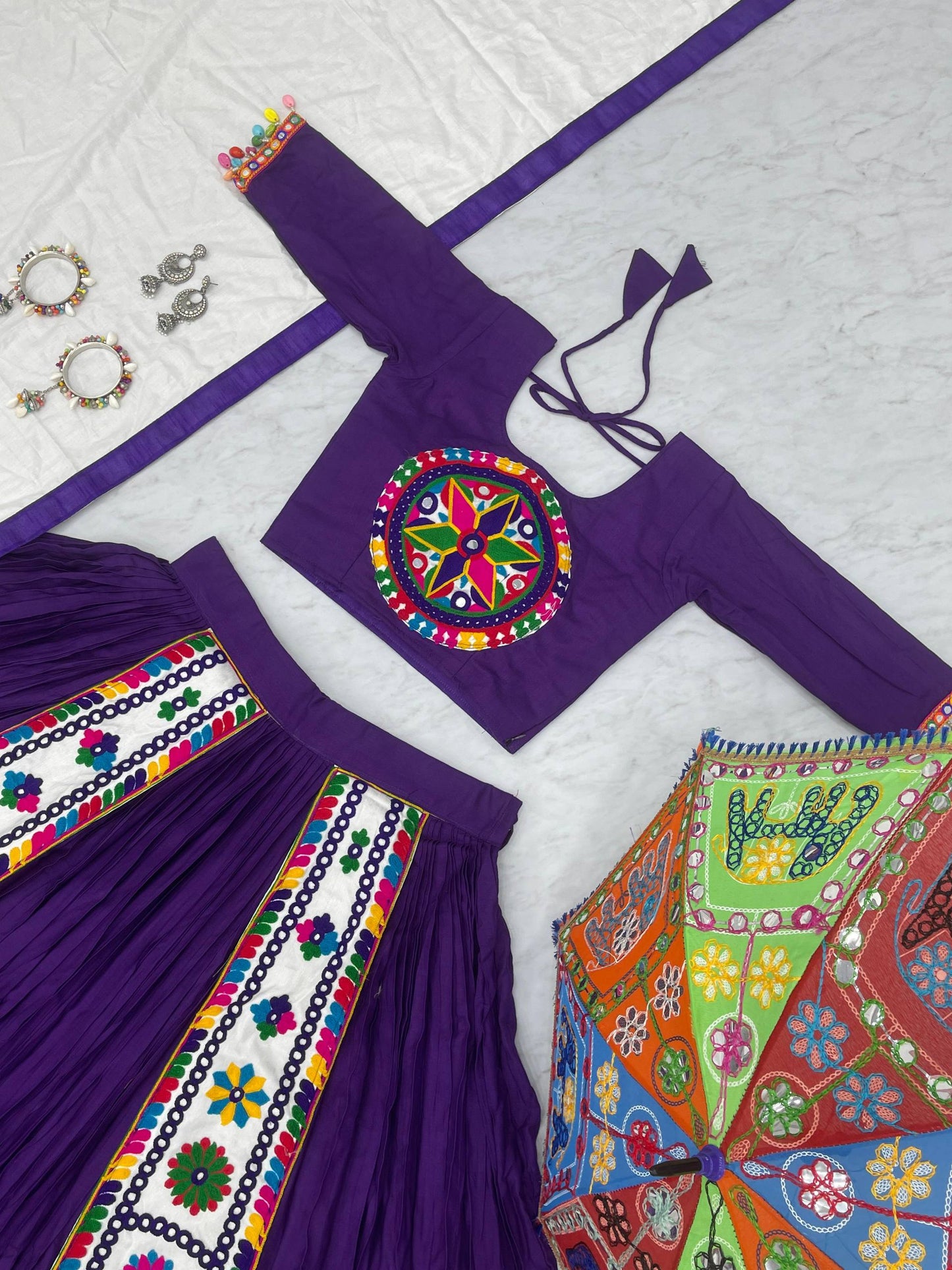 Navratri Special Pure Cotton Lehenga Choli with 6 Meter Big Flair