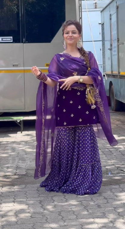 Viscous Velvet With *Heavy Embroidery Multi Needle Sequence Work single available wholesale